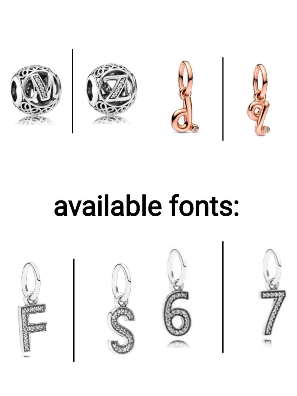 Pandora Bracelet Silver build LUXURY NAME any 8 Letters Gold Pull Through Charms - Picture 12 of 17
